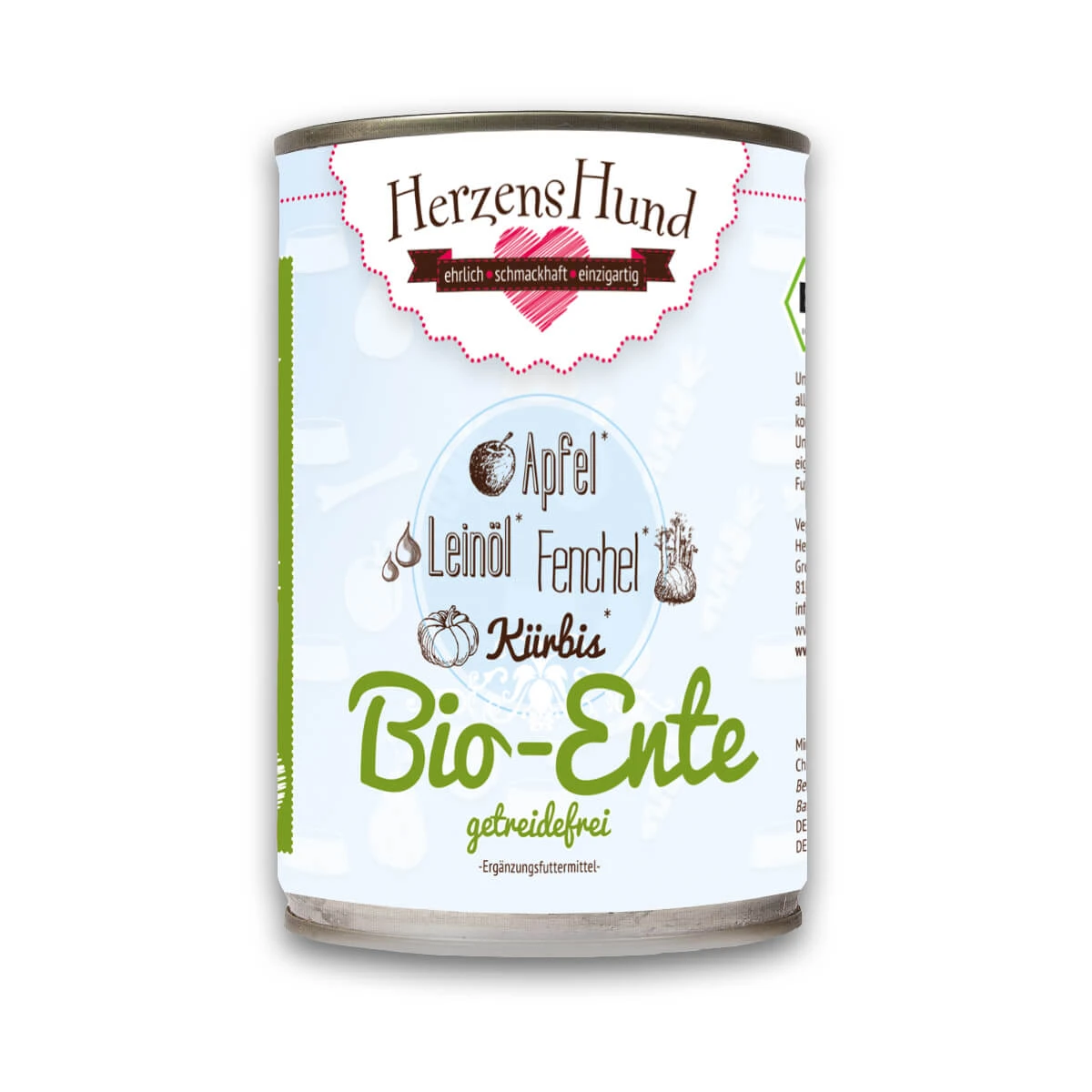 Herzenshund Bio-Ente | 12 X 400g Hundefutter Nass 3 Herzenshund Bio-Ente | 12 X 400g Hundefutter Nass