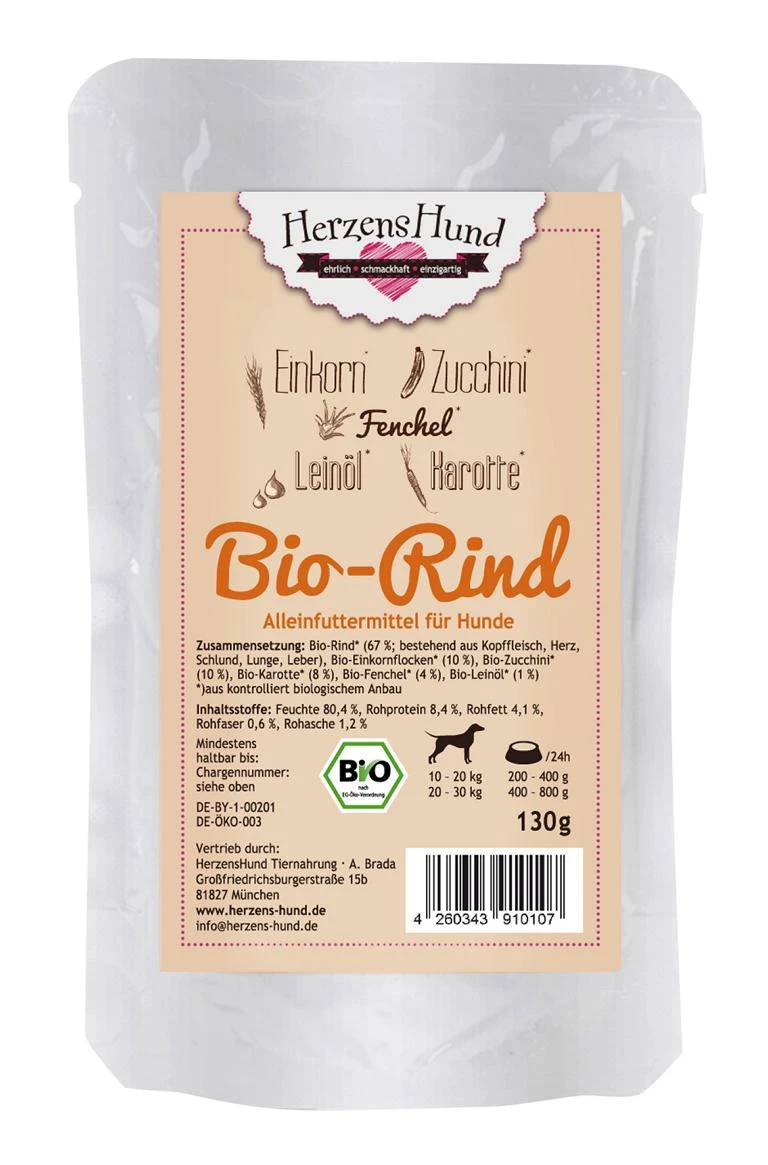 Herzenshund Bio Rindfleisch | 15x130g Hundenassfutter 3 Herzenshund Bio Rindfleisch | 15x130g Hundenassfutter