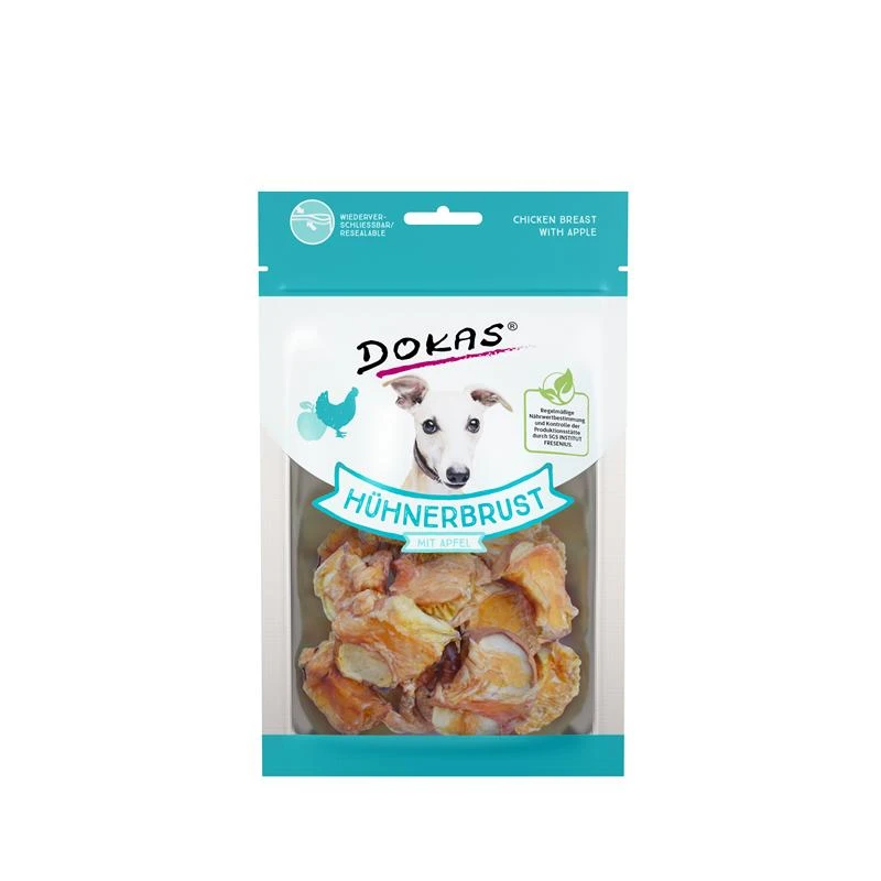 Dokas Hunde Snack Hühnerbrustf. M. Apfel | 8x70g Hundesnack 3 Dokas Hunde Snack Hühnerbrustf. M. Apfel | 8x70g Hundesnack