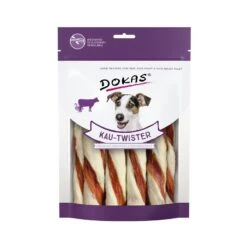 Dokas Kau-Twister Rinderhaut, Entenherz&Entenbrust | 9x 200g Hundesnack