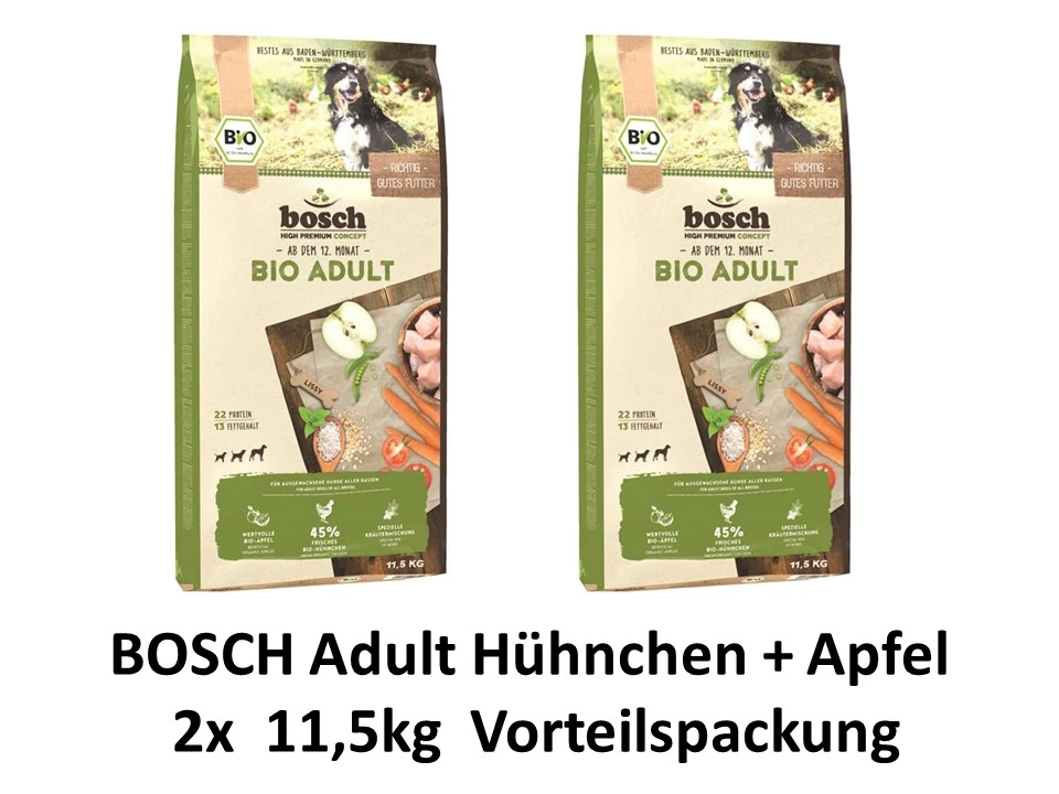 [Paket] Bosch Bio Adult Hühnchen & Apfel | 2x 11,5 Kg Vorteilspackung