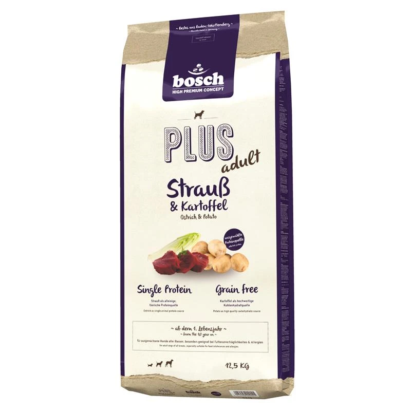 Bosch PLUS Strauß & Kartoffel 12,5 Kg | Getreidefreies Hundefutter