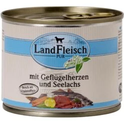 Landfleisch Geflügelherzen & Seelachs | 12x195g Hundefutter