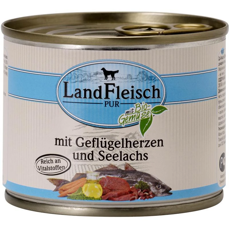 Landfleisch Geflügelherzen & Seelachs | 12x195g Hundefutter 3 Landfleisch Geflügelherzen & Seelachs | 12x195g Hundefutter