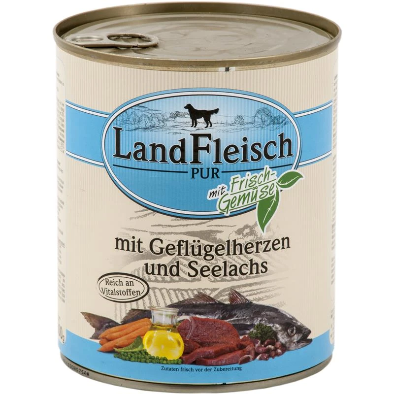 Landfleisch Pur Geflügelherzen & Seelachs | 6x 800g 3 Landfleisch Pur Geflügelherzen & Seelachs | 6x 800g