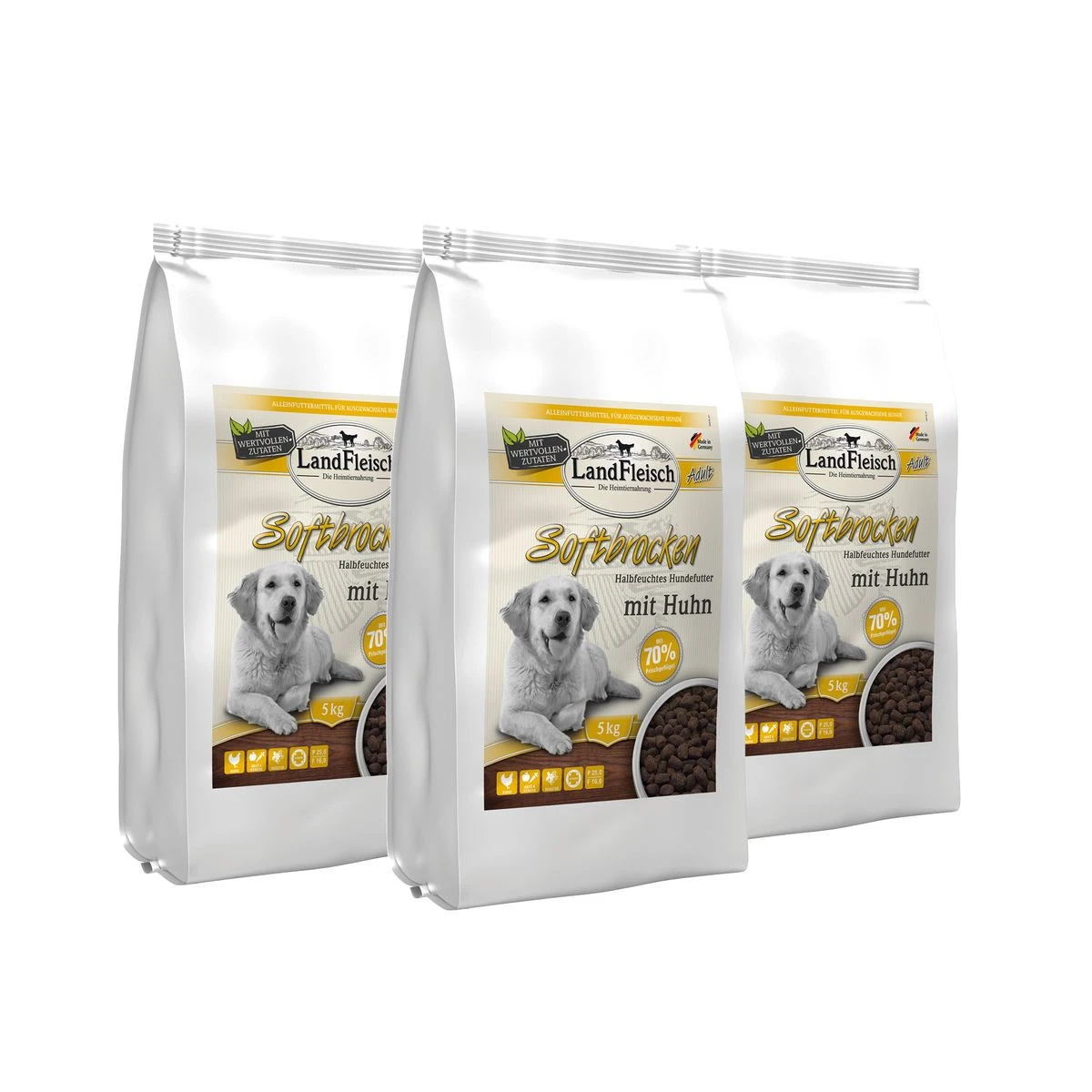 Landfleisch Softbrocken Mit Huhn | 15kg Hundefutter 3 Landfleisch Softbrocken Mit Huhn | 15kg Hundefutter