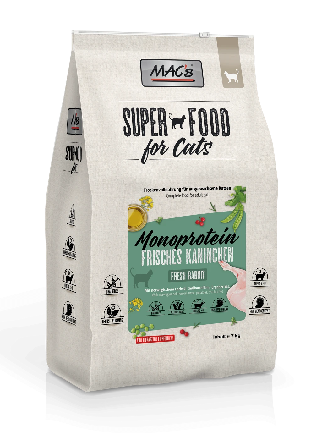 MACs Cat Adult Monoprotein Kaninchen | 7kg Trockenfutter 3 MACs Cat Adult Monoprotein Kaninchen | 7kg Trockenfutter